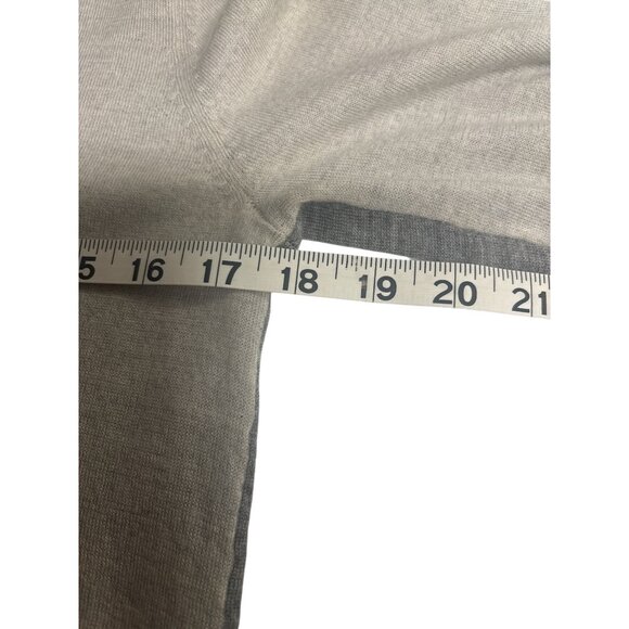 Club Monaco Womens V-Neck Two-Tone Sweater M 100% Merino Wool Gray & Beige - Picture 5 of 6